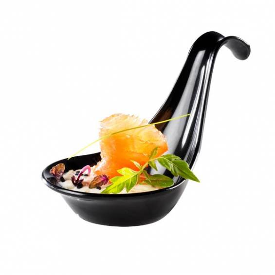 黑色美食塑料勺子- 200/cs - 0.24美元/pc